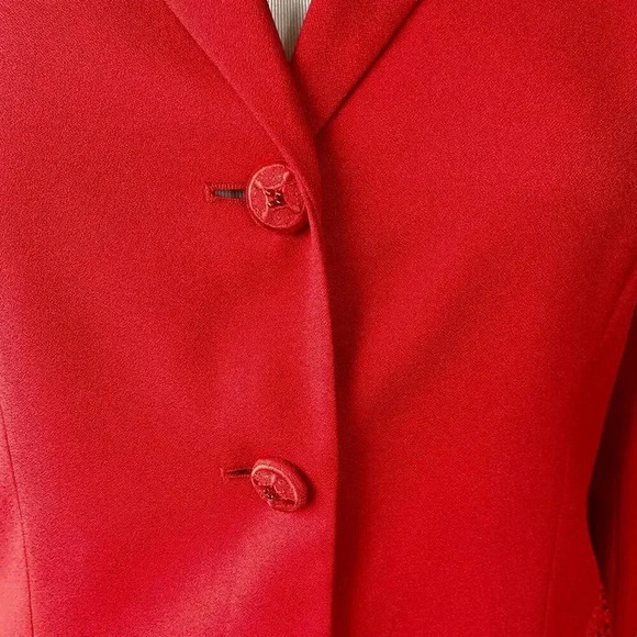 NYP Suits Vintage Blazer Buttoned Suit Jacket Size 14 Embroidered Beaded Red - Picture 9 of 15